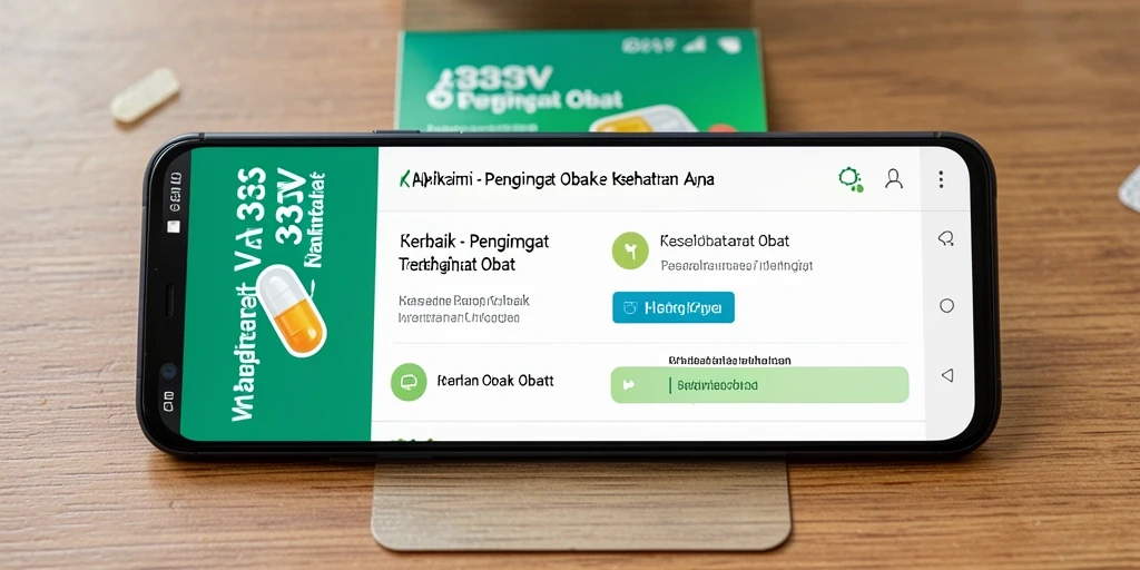 Antarmuka intuitif aplikasi 333V untuk pengingat obat.