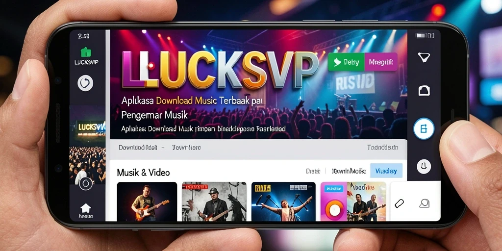Antarmuka LUCKSVIP dengan fitur Download Musik yang menarik