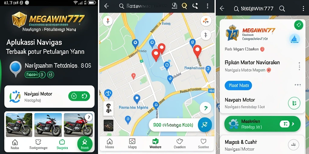 Antarmuka aplikasi MEGAWIN777 yang modern dan user-friendly untuk Navigasi Motor.