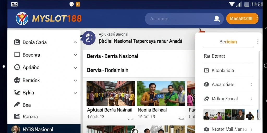 Tampilan antarmuka aplikasi MYSLOT188 berisi berita nasional terbaru.