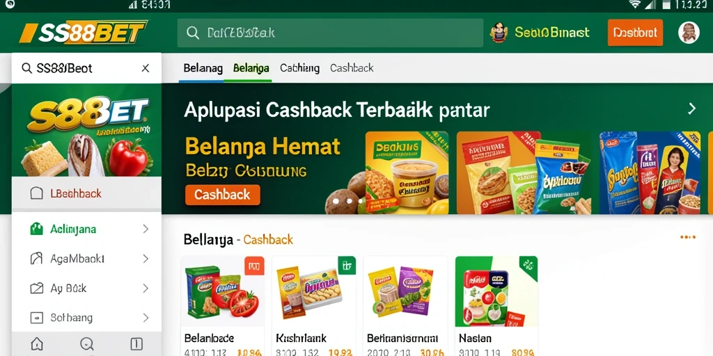 Antarmuka SS88BET menampilkan fungsi Cashback yang mudah digunakan.