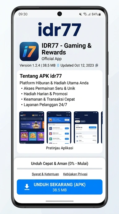 Tampilan halaman APK idr77