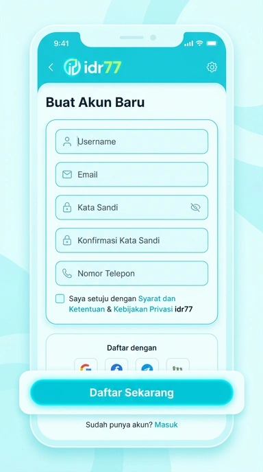 Tampilan halaman daftar idr77