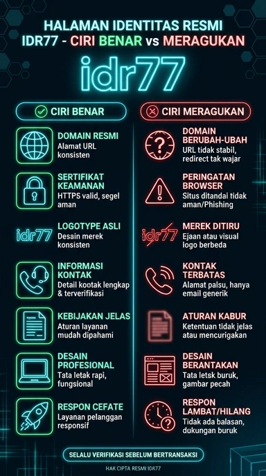 Tampilan kanal resmi idr77